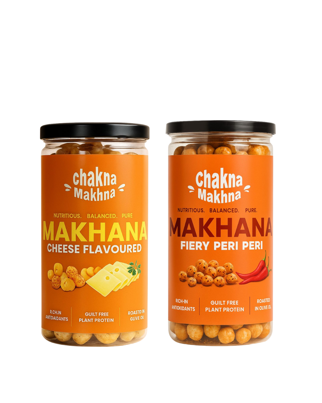 CHAKNA MAKHNA - Combo of 2 - Cheese & Peri Peri Makhana - 160g