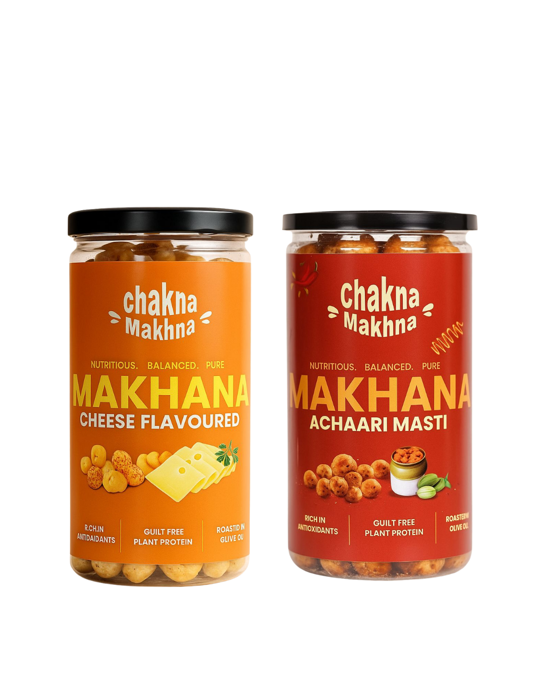 CHAKNA MAKHNA - Combo of 2 - Cheese & Achaari Masti Makhana - 160g