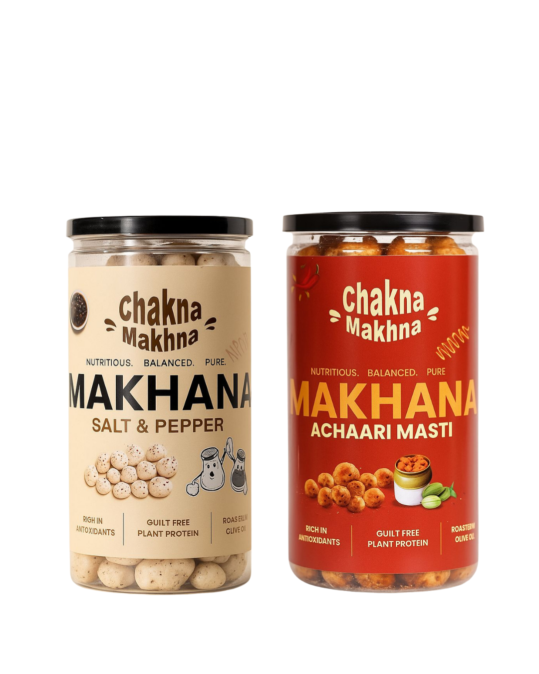 CHAKNA MAKHNA - Combo of 2 - Salt & Pepper and Achaari Masti Makhana - 160g