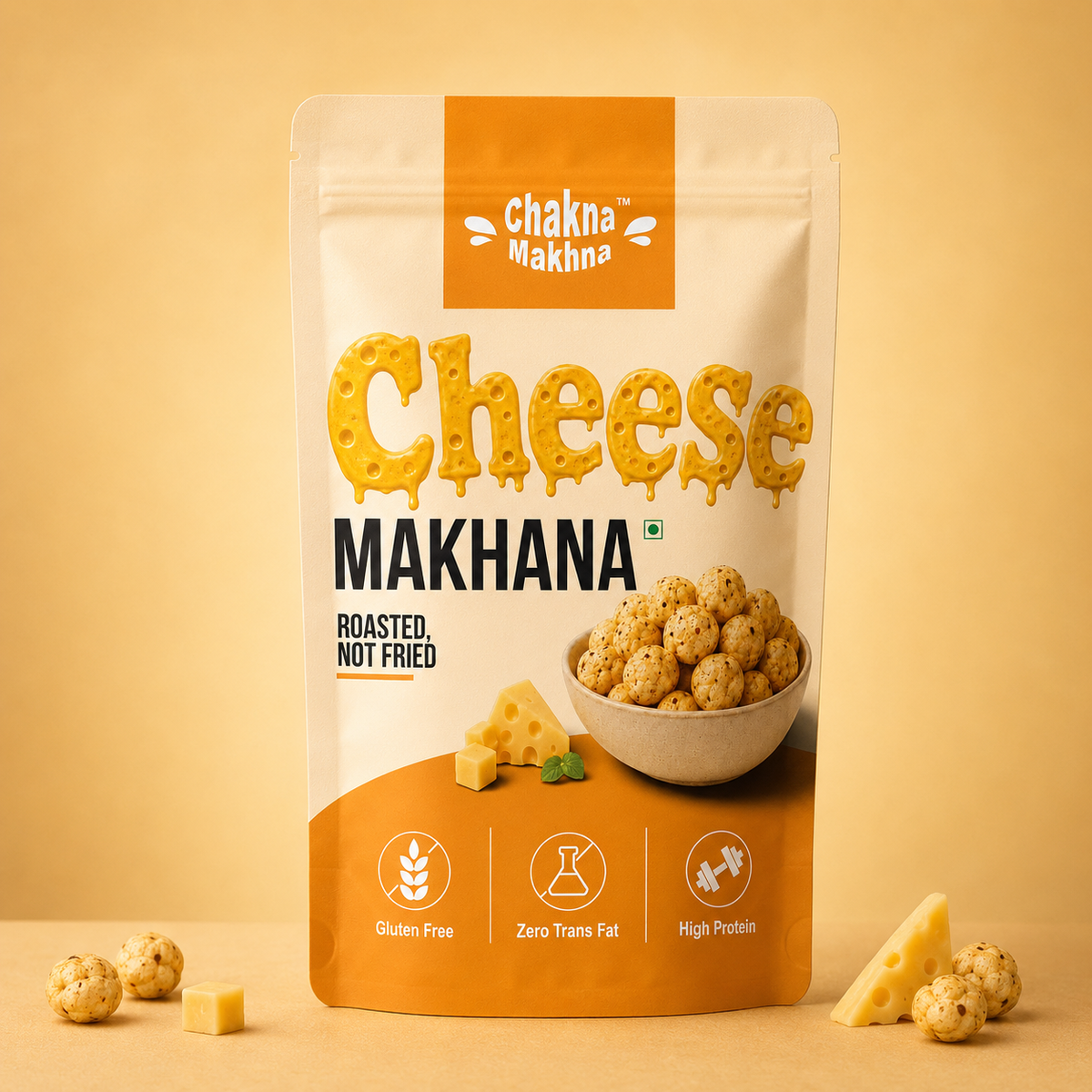 CHAKNA MAKHNA Cheese Flavoured Makhana - 55gs - Stand Up Pack