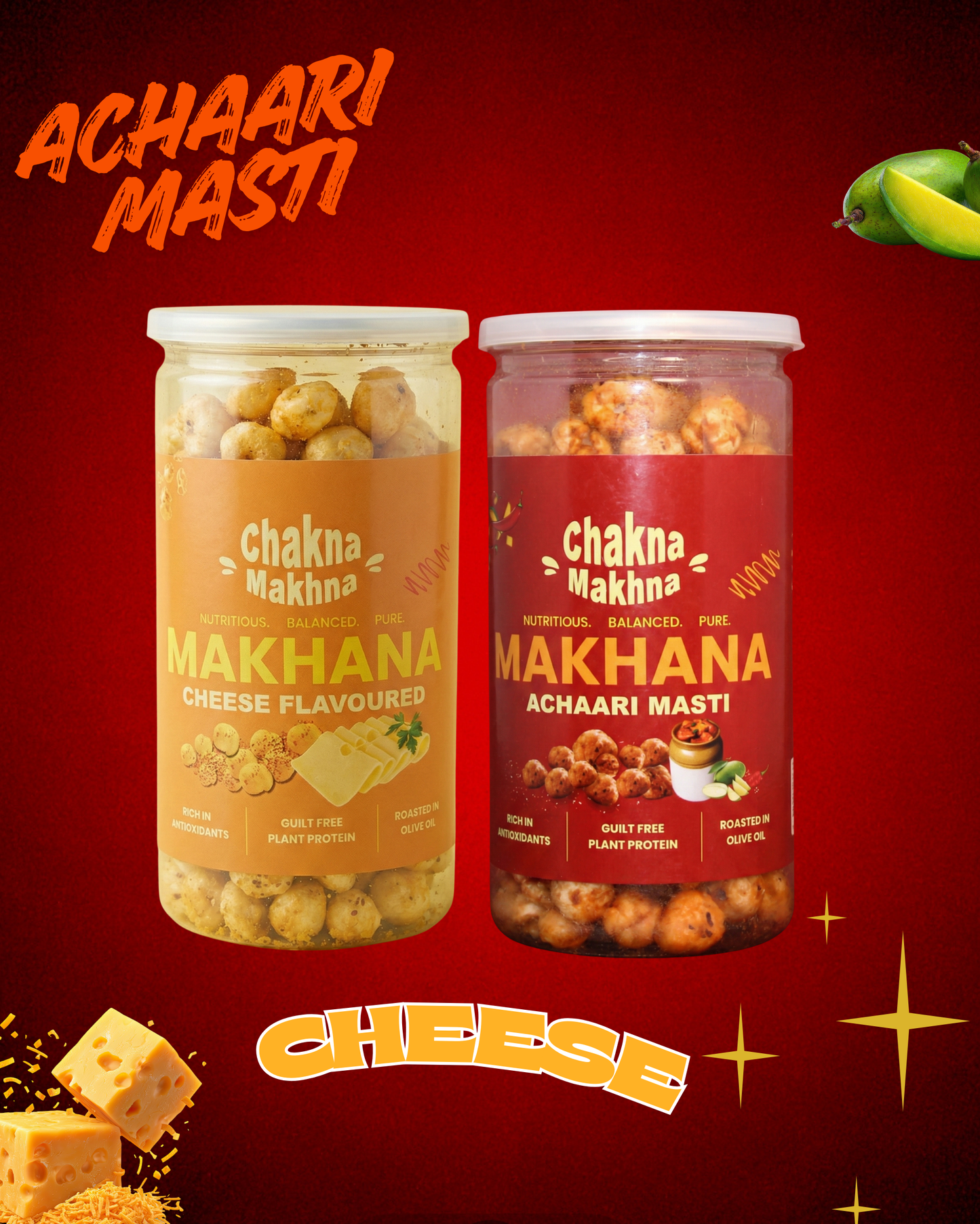 CHAKNA MAKHNA - Combo of 2 - Cheese & Achaari Masti Makhana - 160g