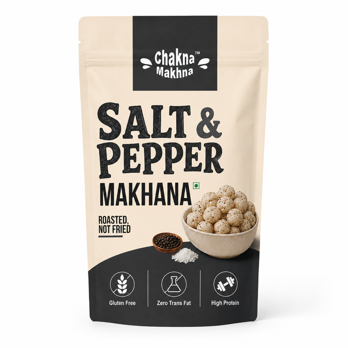 CHAKNA MAKHNA Salt & Pepper Makhana - 55gs - Stand Up Pack