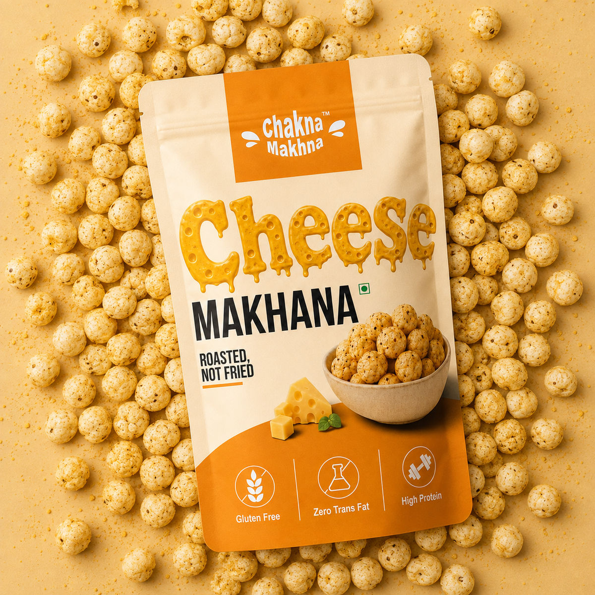CHAKNA MAKHNA Cheese Flavoured Makhana - 55gs - Stand Up Pack