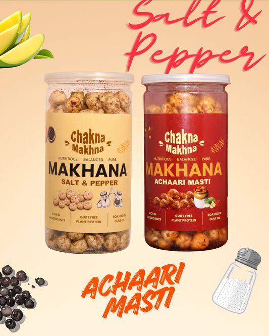 CHAKNA MAKHNA - Combo of 2 - Salt & Pepper and Achaari Masti Makhana - 160g