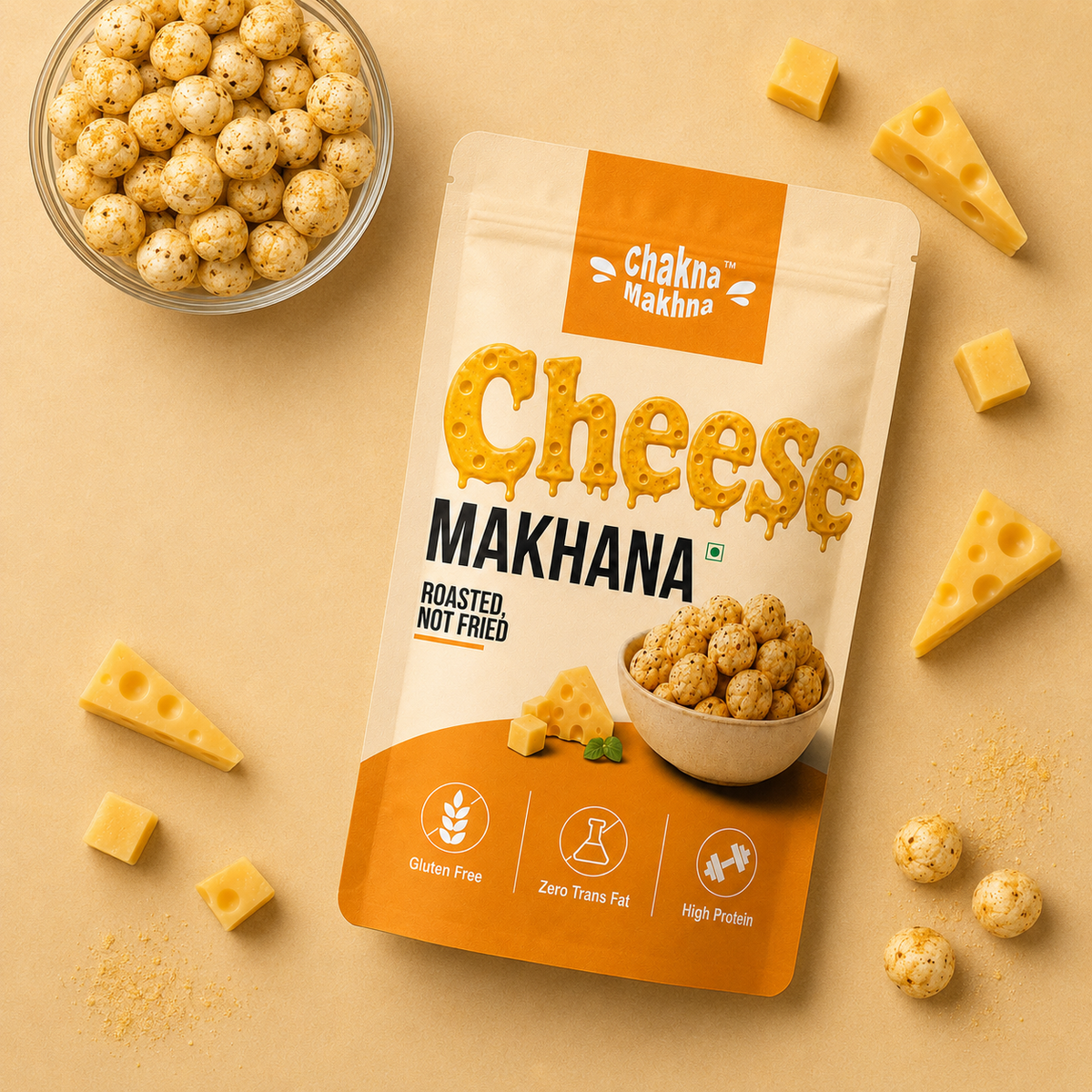 CHAKNA MAKHNA Cheese Flavoured Makhana - 55gs - Stand Up Pack