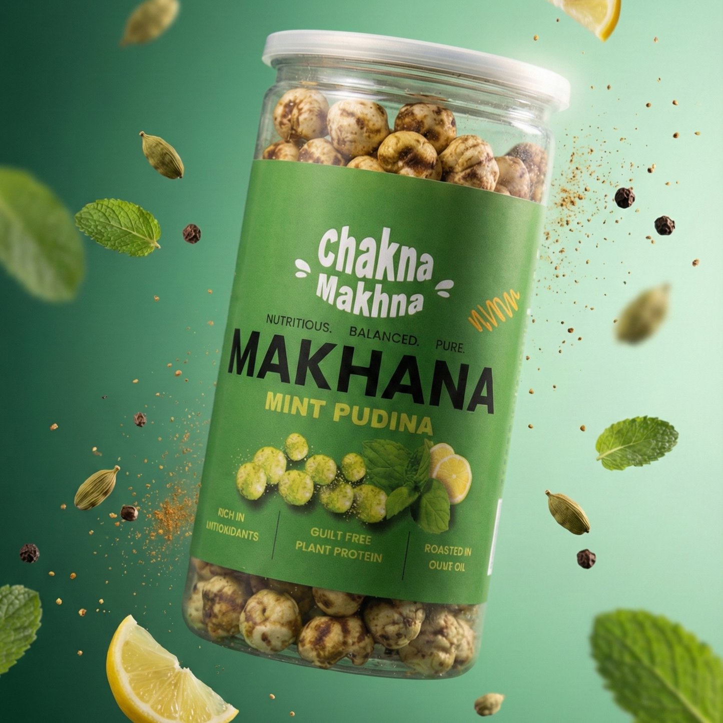 Mint Pudina makhana snack — healthy fox nuts by Chakna Makhna India