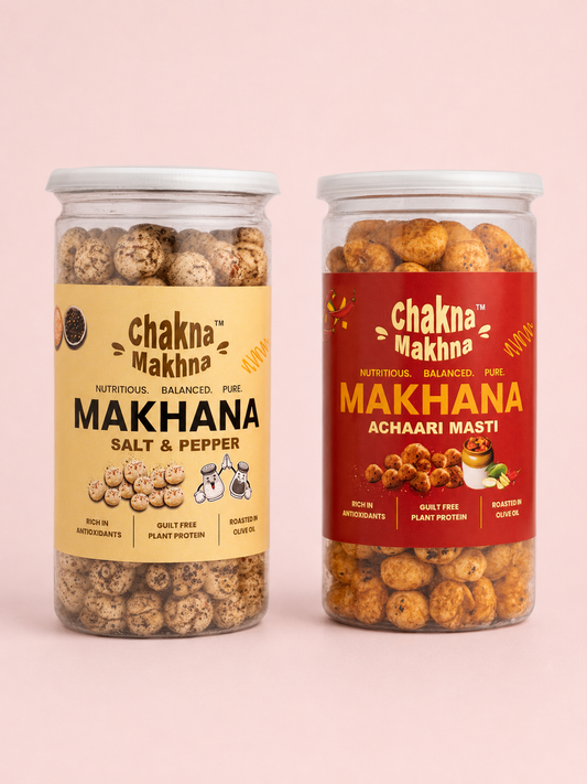 CHAKNA MAKHNA - Combo of 2 - Salt & Pepper and Achaari Masti Makhana - 160g