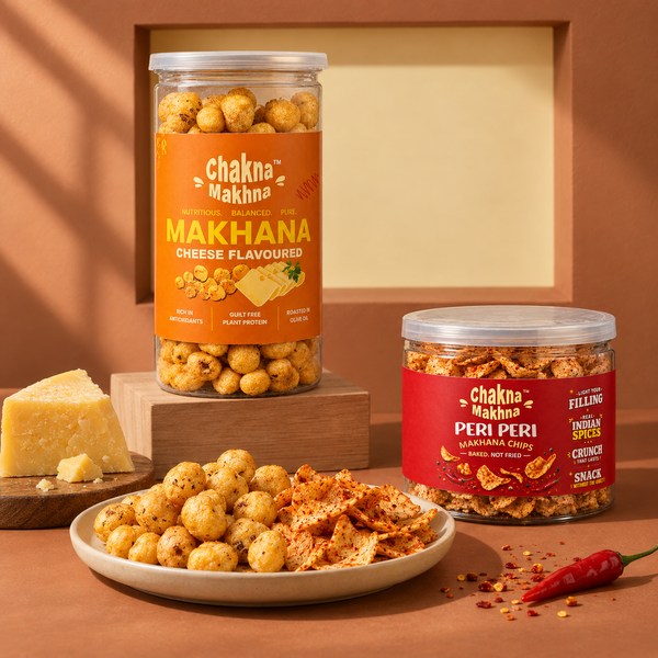 CHAKNA MAKHNA Cheese Makhana + Peri Peri Makhana Chips Combo - 170g