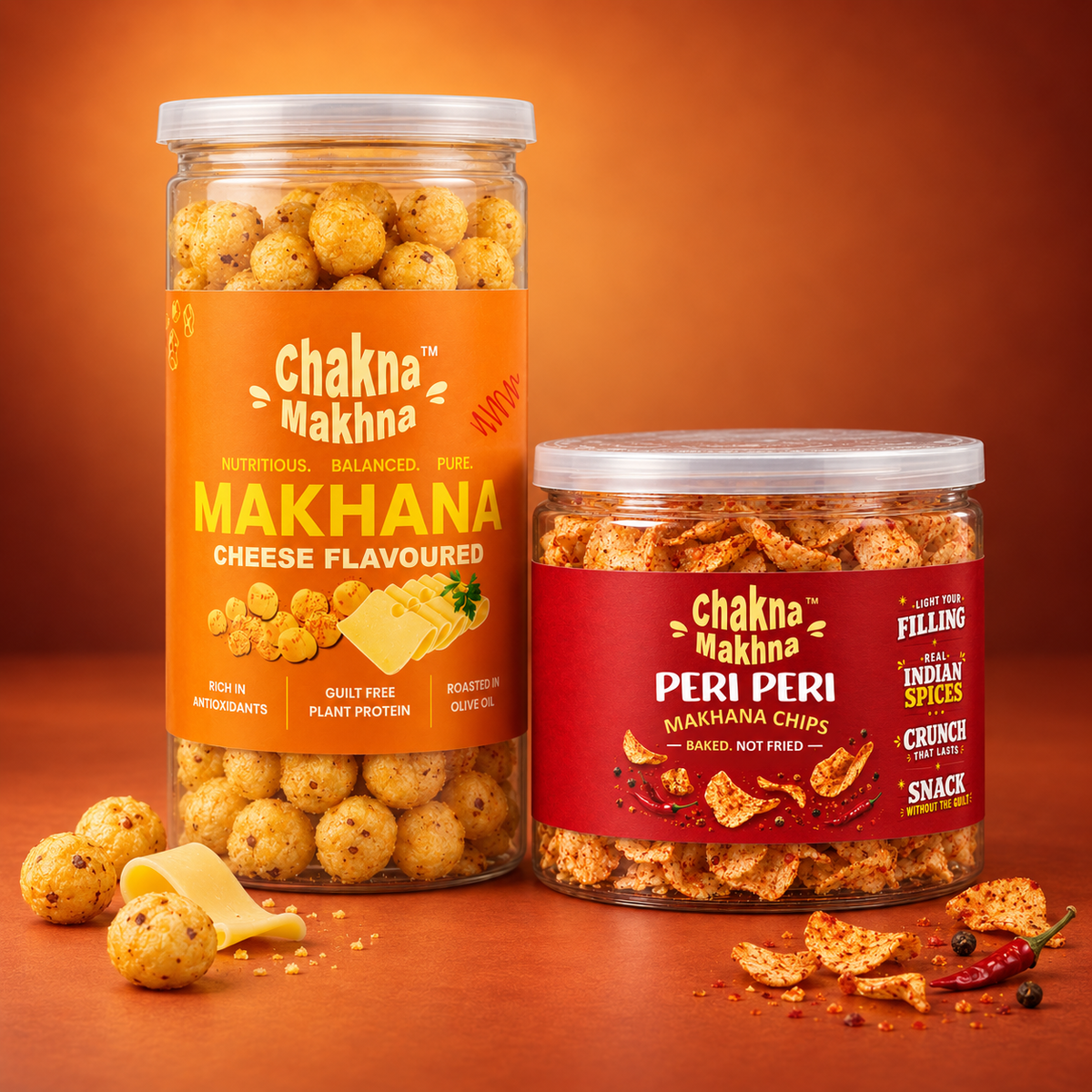 CHAKNA MAKHNA Cheese Makhana + Peri Peri Makhana Chips Combo - 170g